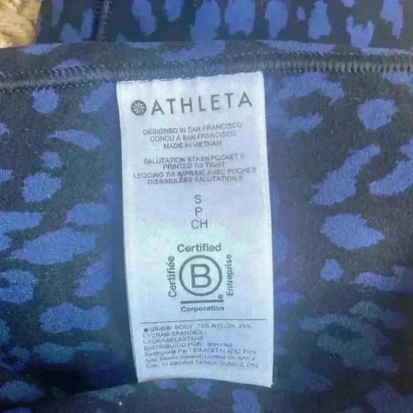 Athleta Salutation Print 7/8 Tight/Dot Leopard  Enchanted Blue/size S - Picture 6 of 7